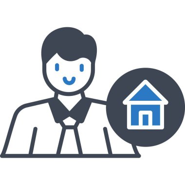 İzole edilmiş arka plana sahip emlak temsilcisi illüstrasyonu