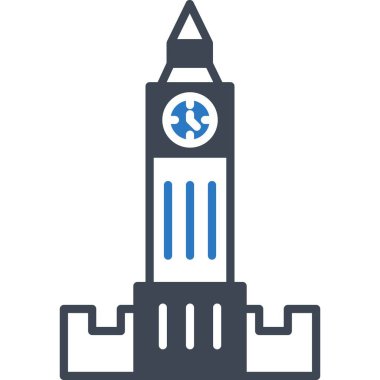 İzole edilmiş arkaplana sahip Saat Kulesi illüstrasyonu