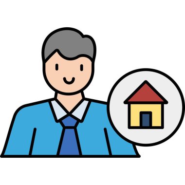 İzole edilmiş arka plana sahip emlak temsilcisi illüstrasyonu