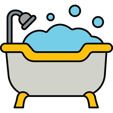 İzole edilmiş arkaplanı olan küvet illüstrasyonu