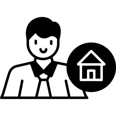 İzole edilmiş arka plana sahip emlak temsilcisi illüstrasyonu