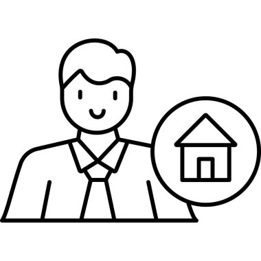 İzole edilmiş arka plana sahip emlak temsilcisi illüstrasyonu