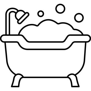 İzole edilmiş arkaplanı olan küvet illüstrasyonu