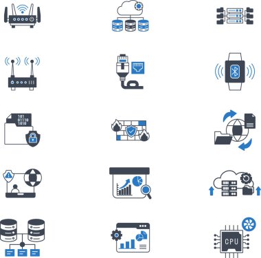 İzole edilmiş arkaplana sahip Veri & Ağı illüstrasyonu