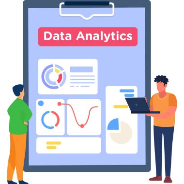 Veri analizi sunan iş adamları İllüstrasyon