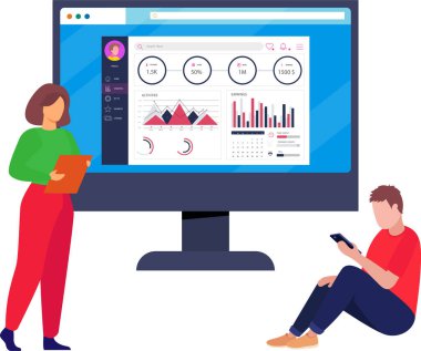 İş ekibi gelir göstergesi analizi üzerinde çalışıyor