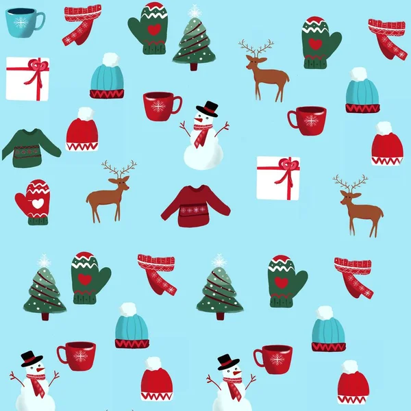Seamless Pattern Christmas Elements — Stock Photo, Image