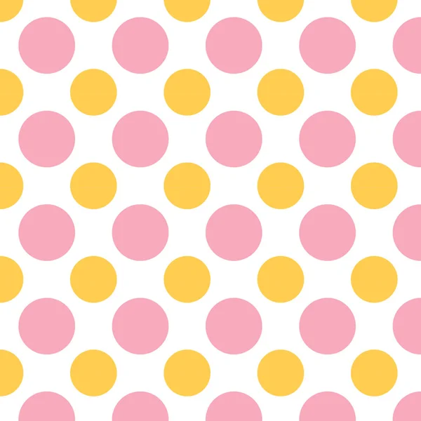 stock vector Polka dot pink and yellow seamless pattern on white background.