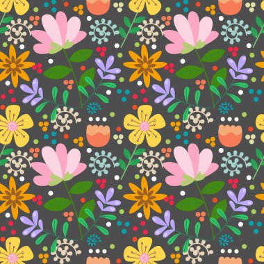 beyaz zemin üzerine çiçek seamless modeli.