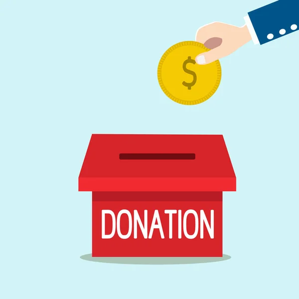 Hand Donera Pengar Mynt Donationslåda För Att Dela Koncept — Stock vektor