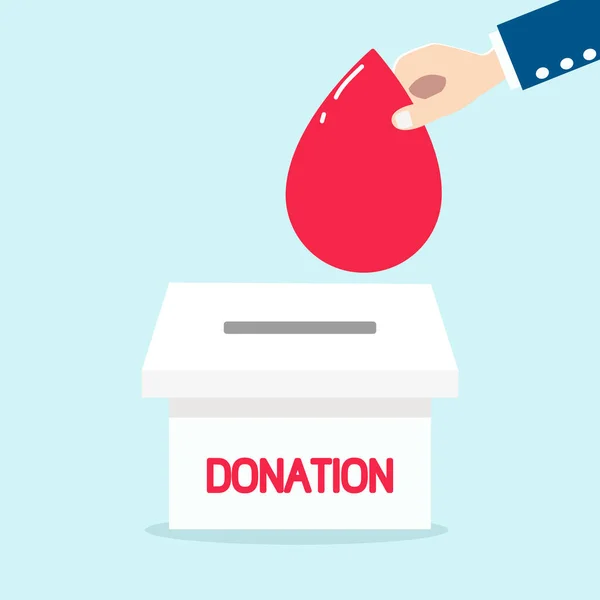 Mano Con Signo Sangre Encima Caja Caridad Para Concepto Donación — Vector de stock