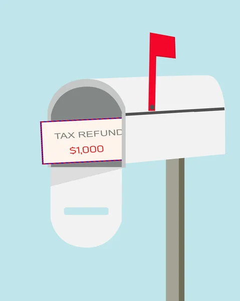 Adó Visszatérítés Ellenőriz Val Pénz Megérkezik Postafiókban Mint Fizetési Szavak — Stock Vector