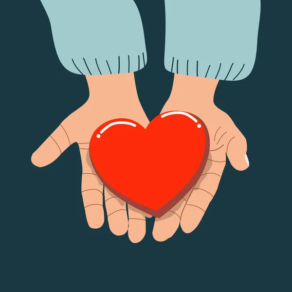 Κόκκινη Σοκολάτα Σχήμα Καρδιάς Γυναικεία Χέρια Εννοιολογική — Διανυσματικό Αρχείο