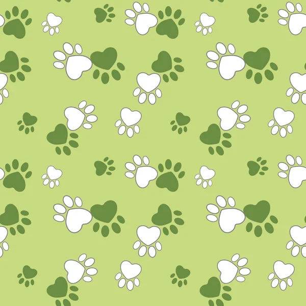 绿色背景上可爱的动物脚印 图库插图
