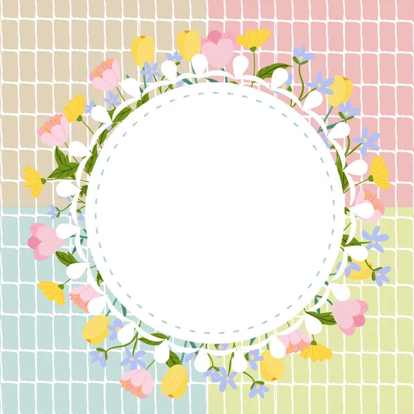 Χρώματα Του Circle Blank Πλακάτ Πρότυπο Floral Απρόσκοπτη Μοτίβο Φόντο Royalty Free Διανύσματα Αρχείου