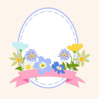 Pembe Kurdele çiçek çerçevesi arkaplanı 