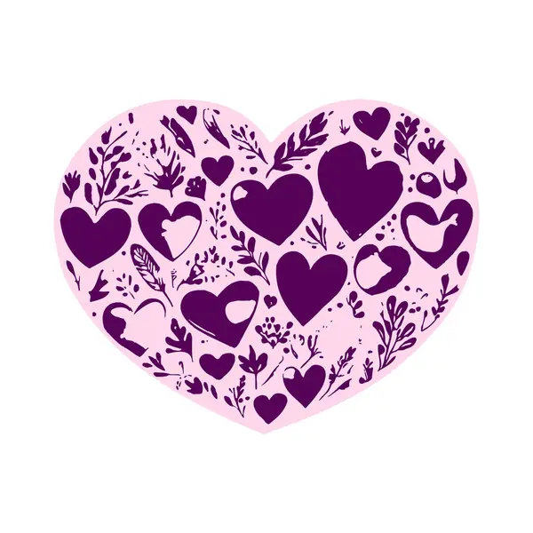 Μοβ Σχήμα Καρδιάς Μοτίβο Εικονογράφηση Αρχείου