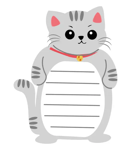 Симпатичная Кошка Нотной Строкой Коротких Сообщений Лицензионные Стоковые Векторы