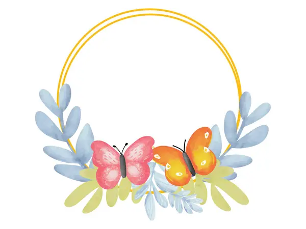 Leaf Wreath Butterflies Copy Space Text Royalty Free Stock Illustrations