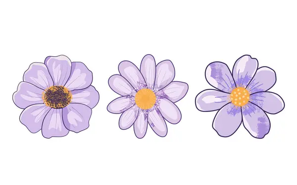 Flor Púrpura Aislada Sobre Fondo Blanco Ilustración Vectorial Dibujada Mano Vectores De Stock Sin Royalties Gratis