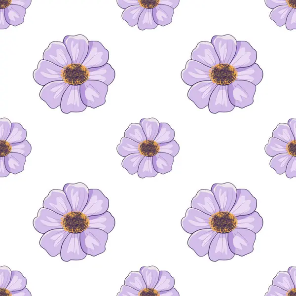 Patrón Sin Costura Con Anémona Flores Púrpuras Ilustración Vectorial Vector De Stock