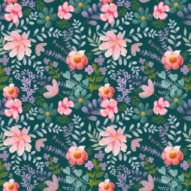 Suluboya çiçek Dikişsiz desen arka plan 