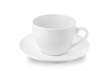 Boş beyaz kahve fincanı. İzole edilmiş arkaplan