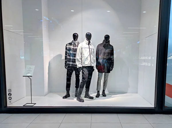 stock image Sale of mens clothing. Three male mannequins