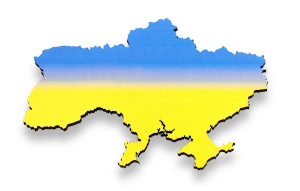 Карта Украины Изолирована Белом Фоне Синий Жёлтый Флаг — стоковое фото