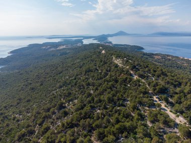Losinj adasının manzarası Hırvatistan 'ın yukarısından