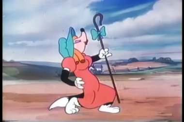 Kadın kılığına girmiş bir kurt flirtatous çizgi film