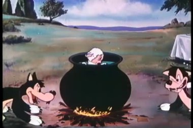 Kurt kuzu pişirme çizgi film