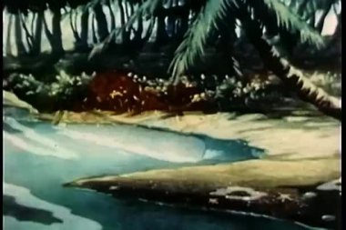 Bottan inen yamyamların çizgi film animasyonu.  