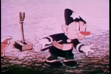 Gülen polis memurunun çizgi film animasyonu