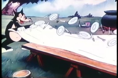 çizgi film kurt piknik için hazırlanıyor