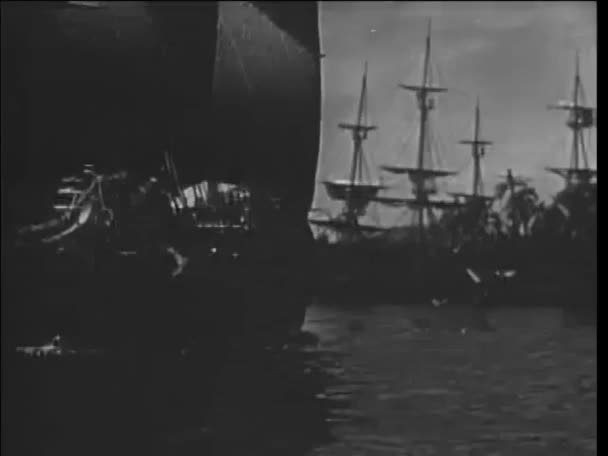 Ιστορική Αναπαράσταση Της Μάχης Του 17Ου Αιώνα Στη Θάλασσα — Αρχείο Βίντεο