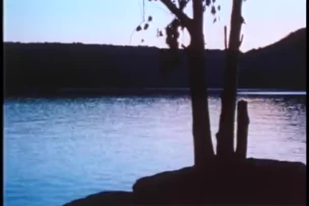 Szeroko Strzał Connecticut Jeziora Zmierzchu — Wideo stockowe