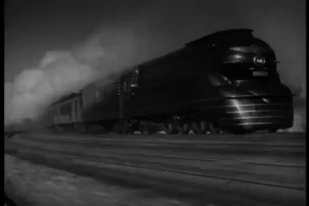 Steam Locomotive Motion Tracks 1940S — Stock Video