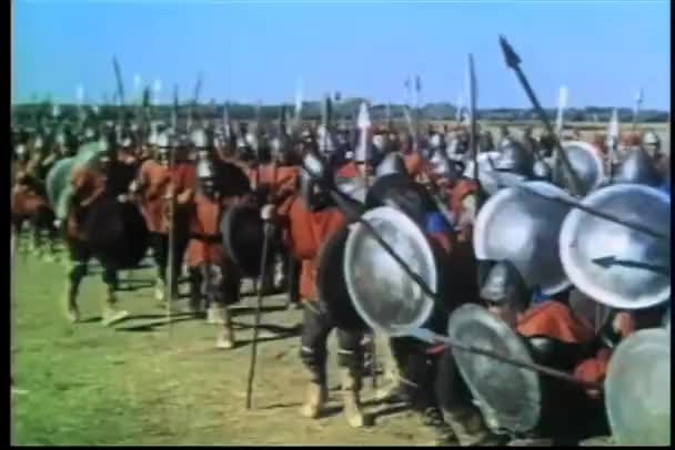 Amplio Tiro Arco Medieval Flecha Guerra Campo Batalla — Vídeos de Stock