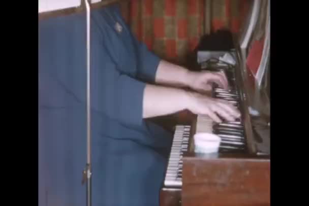 Medium Shot Woman Playing Harpsichord — Stock Video
