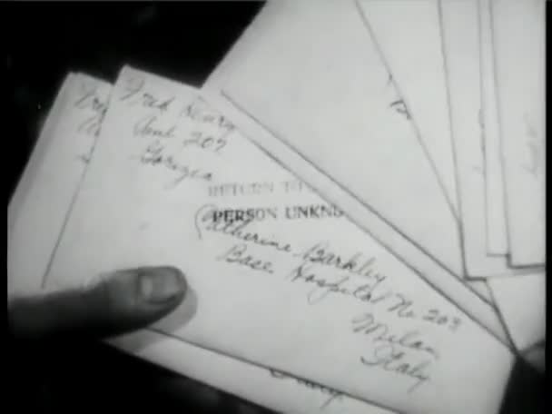 Closeup Man Going Returned Mail 1930S — Stock Video