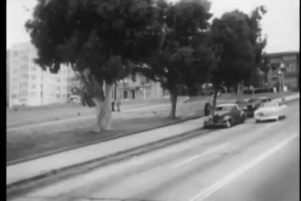 Poliziotto Moto Fermata Auto Sulla Strada Della Città — Video Stock