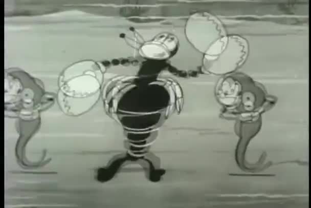Dibujos Animados Tres Cangrejos Bailarines Peces Agua — Vídeos de Stock