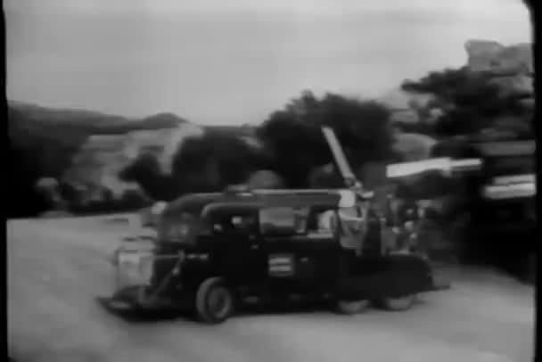 Film Załogi Kolei Pojazdu Drodze — Wideo stockowe