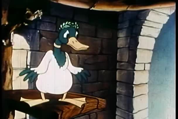 Karikatur Einer Ente Die Rauchringe Pustet — Stockvideo