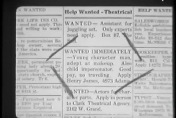 Close Marked Classified Newspaper — Stock Video