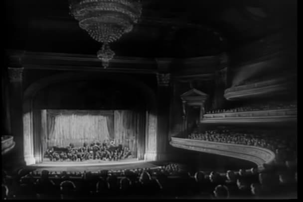 Широкий Угол Обзора Выступлений Оркестра Театре — стоковое видео