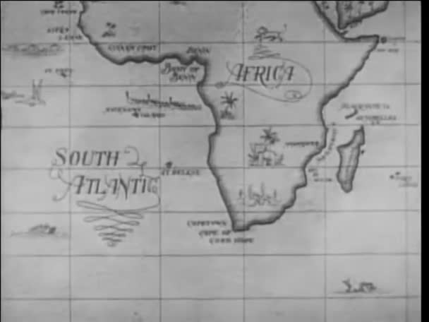 Rozpustí Století Mapa Afriky Loď Otevřeném Moři — Stock video