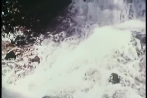 Красивый Ретро Водопад Фоне Природы Стоковое Видео