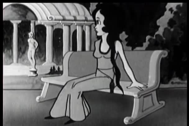 Γελοιογραφία Του Ερμηνευτή Καντάδα Γυναίκα Στη Σκηνή — Αρχείο Βίντεο
